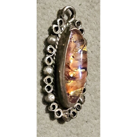 Sterling Silver 925 Dragons Breath Fire Agate Pendant Charm Southwest Navajo - Picture 7 of 10